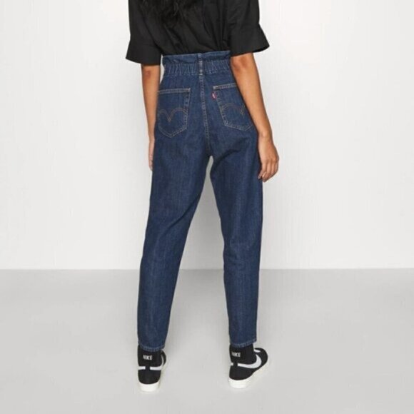 NWT Levi's Paper Bag Jeans Size 26 High Rise Straight Leg Blue Dark Wash - Picture 2 of 9